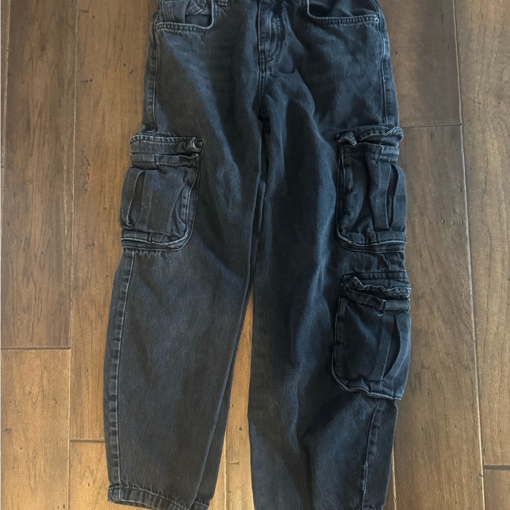 Zara black baggy cargo jeans nwot 13-14